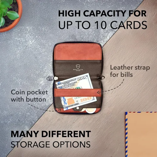 Vista 26 de Vaultskin NOTTING HILL - Cartera con cremallera y protección RFID para tarjetas
