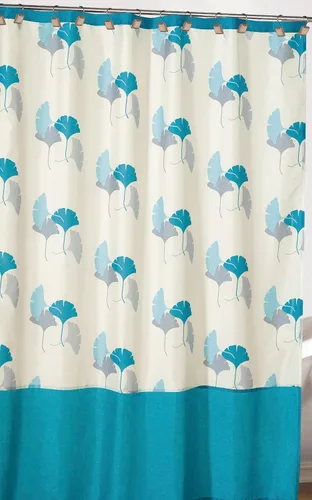 Vista 7 de Cortinas de ducha de tela para baño (seda sintética negra con círculos cortados con láser)