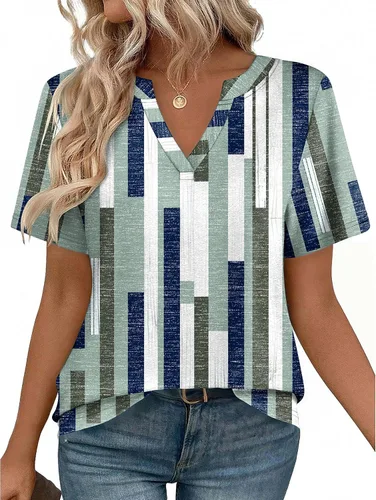Vista 20 de Zeagoo Camisetas de manga corta con cuello en V para mujer, bonitas, elegantes, casuales, para negocios, trabajo, blusa