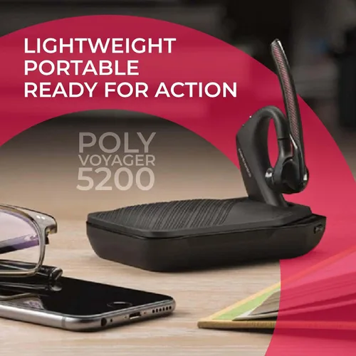 Vista 10 de Plantronics Voyager 5200 UC - Paquete de auriculares Bluetooth para teléfonos inteligentes, PC, MAC con software o aplicación RingCentral, Global