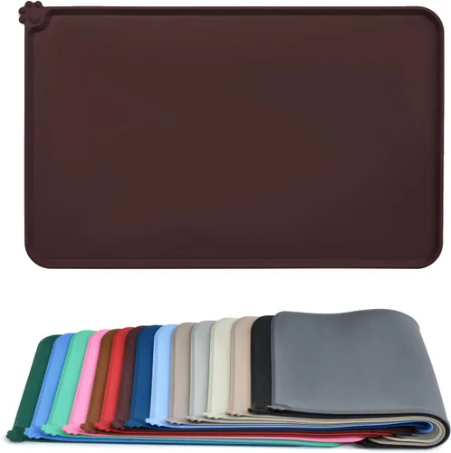 Vista 23 de AUDWUD - Tapete de silicona, impermeable y antideslizante para alimentos de perros y gatos, para tazón de mascotas Marrón Adobe