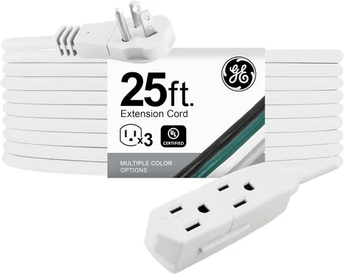 Vista 9 de GE Cable de extensión plano de 3 salidas de 3 pies, cable de extensión a tierra con múltiples tomas, extensor de salida de 3 clavijas, enchufe