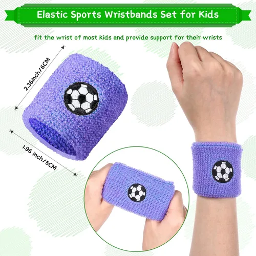 Vista 2 de Zomiboo 24 Pieces Kids Sweatbands, Children's Athletic Wristbands, Sports Party Favors for Sports Birthday Party