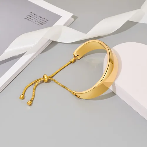 Vista 4 de ENSKEFEN Pulseras de oro de 14 quilates para mujer, pulsera deslizante ajustable para mujer, pulsera de cadena de oro