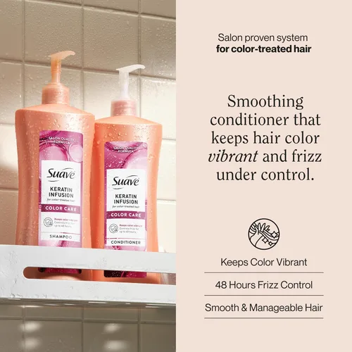 Vista 2 de Suave Acondicionador de cuidado del color con infusión de queratina para cabello teñido antidecoloración + control de encrespamiento 48 horas
