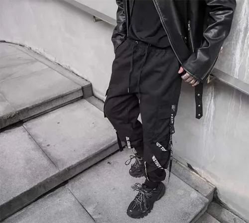 Vista 4 de DUDHUH Pantalones cargo para hombre Techwear Hip Hop Harem Pantalones Streetwear Fashion Tactical Track Jogger Pantalones