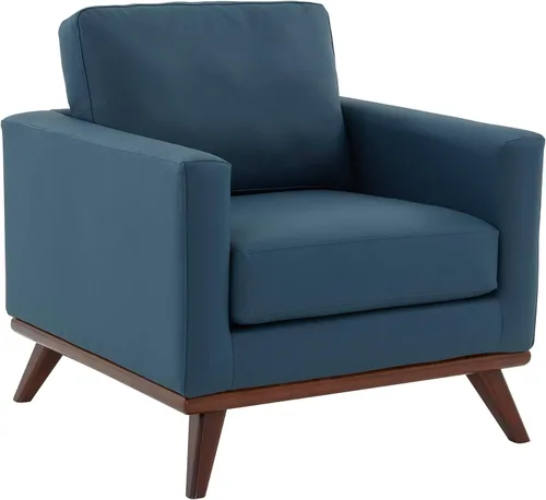 Vista 12 de LeisureMod Silla con brazo decorativo de cuero y malla, moderna con patas de madera de abedul para sala de estar, dormitorio u oficina, colección
