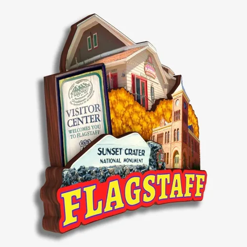 Vista 2 de Flagstaff - Imán de madera para nevera, colección de madera 3D, hecho a mano, recuerdos de ciudad de viaje, decoración del hogar, regalo -354