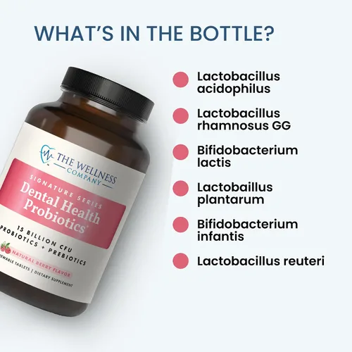 Vista 4 de The Wellness Company Probiótico para la salud dental – Limpieza del mal aliento, soporte para el microbioma bucal, dientes y encías frescos – 15 mil