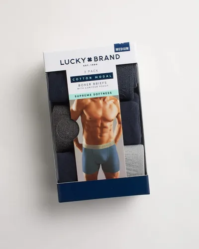 Vista 2 de Lucky Brand Calzoncillos tipo bóxer súper suaves para hombre (paquete de 3)