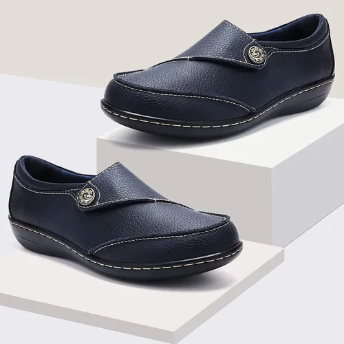 Vista 5 de UZB Mocasines de cuero cómodos con velcro para mujer