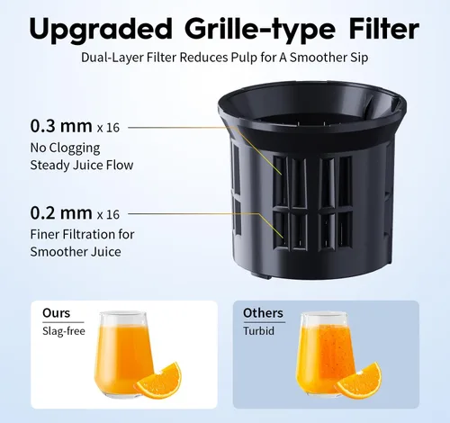 Vista 14 de Cold Press Juicer Machine, 6.5" Wide Feed Chute Mesh-Free Easy to Clean