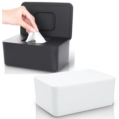 Vista 8 de Dispensador de toallitas para bebés y soporte para toallitas – Recipiente de toallitas para bebé recargable antideslizante con tapa de sellado