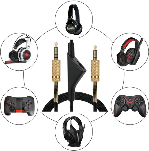 Vista 2 de Cable de repuesto para Astro A40 A10, 2.0 M, 6.5 pies, cable de audio de 0.138 in, cable auxiliar compatible con auriculares para juegos A10 A40