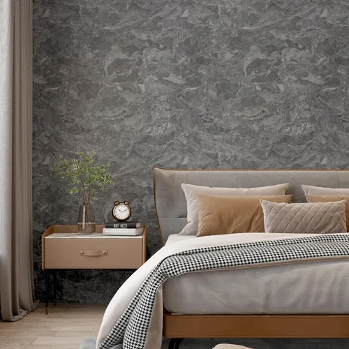 Vista 8 de BAYYA Papel tapiz texturizado de mármol gris, despegar y pegar, papel de contacto de granito gris mate, grueso, 16 x 79 pulgadas, adhesivo