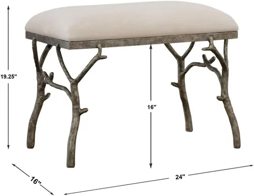 Vista 3 de Uttermost Lismore - Banco pequeño de tela de 24 pulgadas