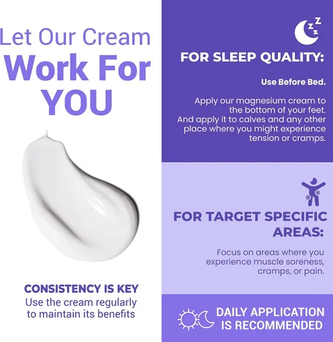 Vista 7 de Crema de magnesio para el sueño y el alivio muscular: Loción tópica calmante nocturna y relajación profunda - Calambres inquietos Loción