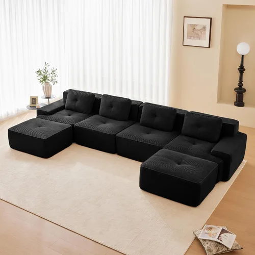 Vista 23 de Sofás modulares convertibles de 82 pulgadas, sofás en forma de L de asiento profundo para sala de estar, sofá moderno de 2 plazas con 1 otomana