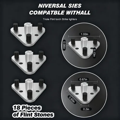 Vista 4 de Hadwoer - Paquete de 2 sopletes de pedernal triple con 6 pedernales de repuesto Includes 2 triple-groove spark lighters and 6 replacement flints