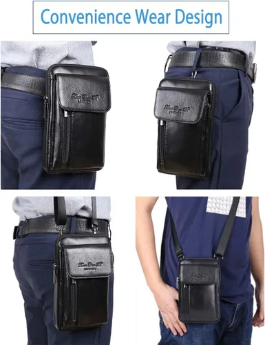 Vista 2 de Riñonera para cinturón para iPhone 14 13 12 11 Pro X Xs 8 7 Plus 6 6S Galaxy S9 S8 S7 S6 Edge Note5 Note4 A8 A8+ Funda de piel para teléfono