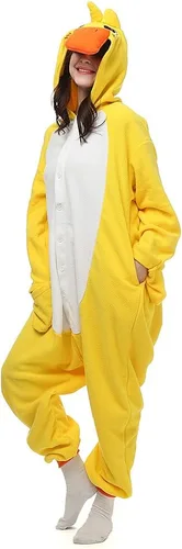 Vista 2 de Wishliker Unisex-Adult Costume Animal Cartoon Onesie Pajamas Loungewear Yellow Duck