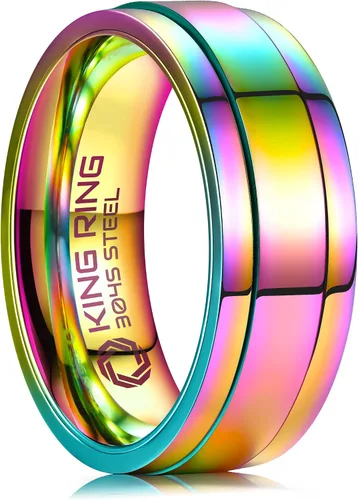 Vista 11 de King Ring 8mm Flat Spinner Stainless Steel Fidget Rings – Designed in USA Negro