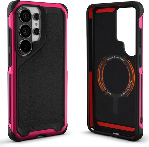 Vista 107 de Ghostek Atomic - Funda delgada para Galaxy Z Flip 4, parte trasera de aramida con parachoques de aluminio rojo, funda protectora de doble capa a