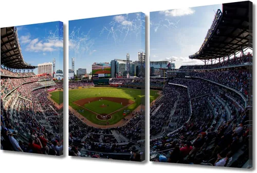 Vista 99 de TUMOVO Arte de pared en lienzo para estadio deportivo, arte de pared de campo Wrigley en Chicago, pinturas de Chicago, impresiones sobre lienzo