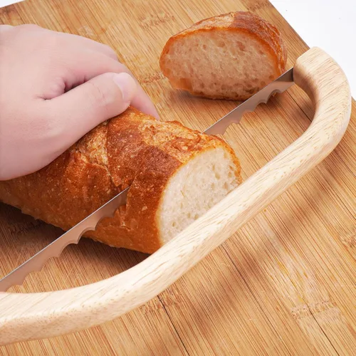 Vista 4 de Cuchillo de pan para masa madre de pan casera, cuchillo de arco para masa madre, cortador de pan, sierra de pan para pan casero