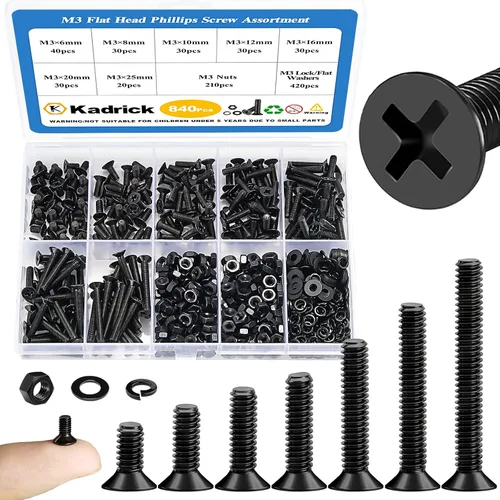 Vista 22 de Kadrick 1230 piezas de tornillos de acero inoxidable 304, surtido métrico M2 M3 M4 M5, kit de pernos de cabeza hexagonal de botón de 4mm-20mm