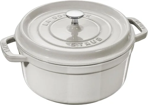 Vista 13 de Staub - Olla redonda de hierro fundido de 2.75 cuartos, color trufa blanca, fabricada en Francia