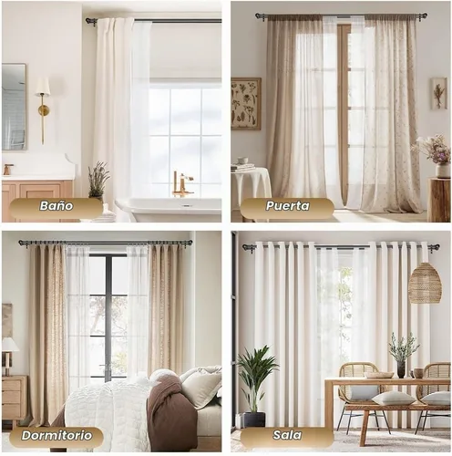 Vista 7 de GXOACKJ Barras de cortina dobles para ventanas de 36 a 60 pulgadas de largo, barra de cortina doble decorativa ajustable resistente con remates