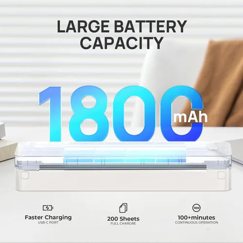 Vista 3 de Impresora portátil inalámbrica D830 para viajes, soporta papel térmico de 8.5 x 11 pulgadas, Bluetooth compatible con iOS, Android, laptop, beige