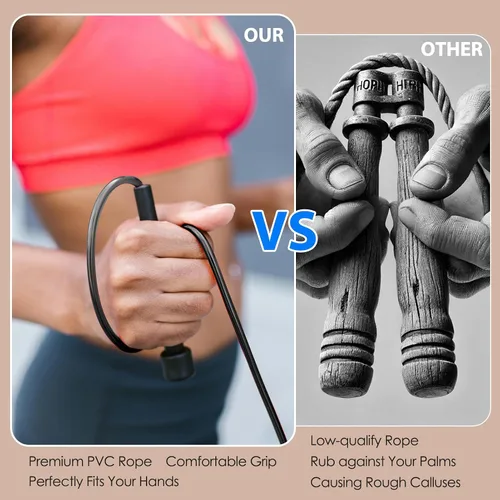 Vista 6 de Paquete de 2 cuerdas de saltar para fitness, cuerda de saltar de velocidad para hombres, niños y mujeres, cuerda de salto para entrenamiento, juego