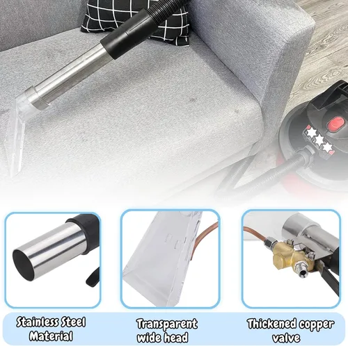 Vista 5 de Cabeza extractora, Accesorio de extractor de vacío para muebles de alfombra de tapicería, Accesorio extractor de alfombras de acero inoxidable