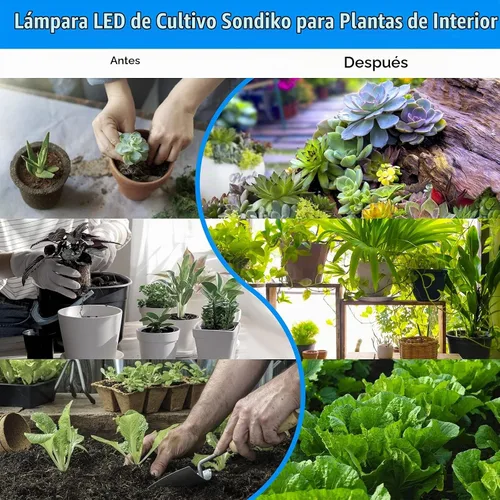 Vista 4 de Sondiko - Tira de luz de crecimiento, espectro completo para plantas