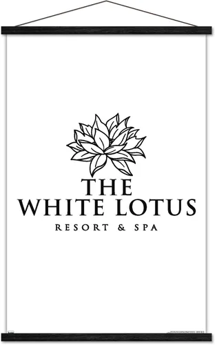 Vista 9 de Trends International The White Lotus - Póster de pared con logotipo blanco y negro, 22.37 x 34.00 pulgadas, paquete de impresión premium y colgador