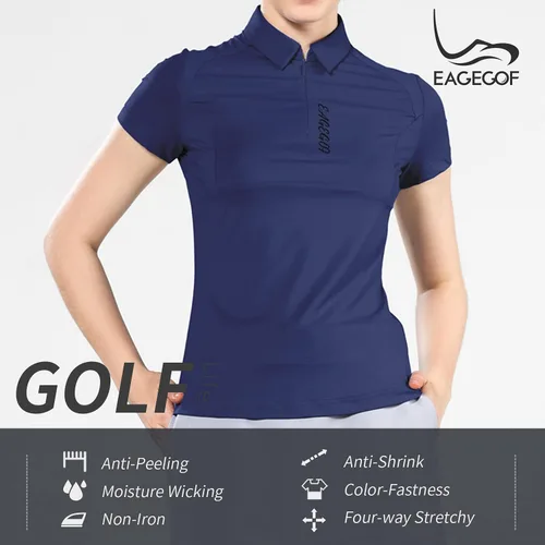 Vista 2 de EAGEGOF Camisa de manga corta para mujer polo de golf ajuste estándar