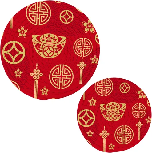 Vista 20 de Naanle Juego de salvamanteles de algodón moderno con diseño de estrellas y bandera de Estados Unidos para el 4 de julio, 2 posavasos redondos