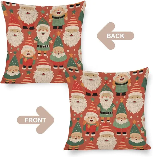 Vista 3 de Funda de almohada moderna para sofá, funda de almohada decorativa de tela de lino para exteriores, fundas de cojín de Navidad de Papá Noel