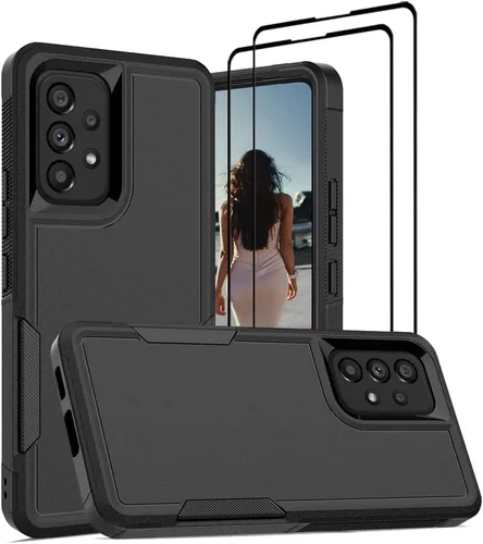 Vista 167 de Jeylly Compatible con Samsung Galaxy A22 5G Funda, Funda Samsung A22 5G con 2pcs protectores de pantalla de vidrio templado