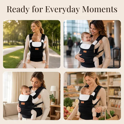 Vista 9 de Baby Carrier for 7-45 lbs, Lightweight Breathable 3D Mesh Infant to Toddler Carrier with Dual-Layer Stability, Easy-Fasten Slide Buckles, Ergonomic
