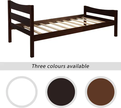 Vista 6 de Anwick Base de cama individual de madera con cabecero y estribo, base de colchón de plataforma con soporte de listones de madera para niños, Espresso