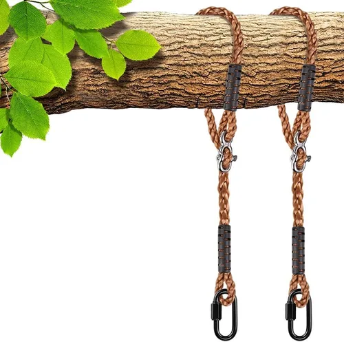 Vista 13 de SELEWARE Kit Colgante de Correas y Cuerdas para Hamaca Columpio de Árbol, Cuerda Ajustable Rápida y Fácil de Colgar Hamaca Silla Columpio
