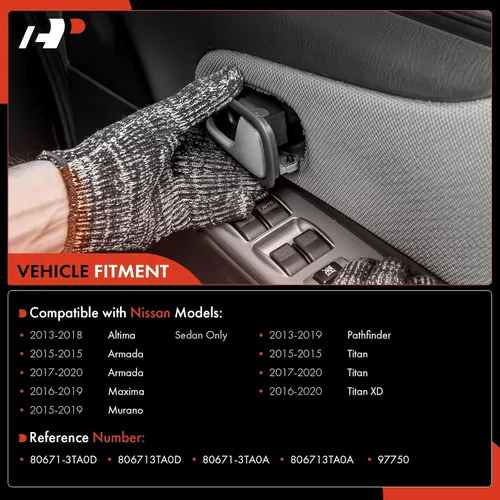 Vista 2 de A-Premium Manija de puerta interior delantera o trasera izquierda del conductor compatible con Nissan Altima 2013-2018, Pathfinder, Armada, Maxima