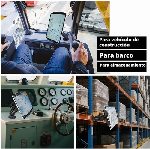 Vista 7 de Soporte de aluminio resistente para tableta para camión, base de taladro para automóvil, vehículos comerciales, tablero, barco y pared, compatible