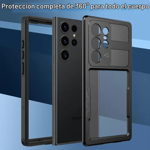 Vista 3 de Funda impermeable para Samsung Galaxy S23 Ultra, con protector de pantalla integrado, a prueba de polvo, a prueba de golpes, de cuerpo completo