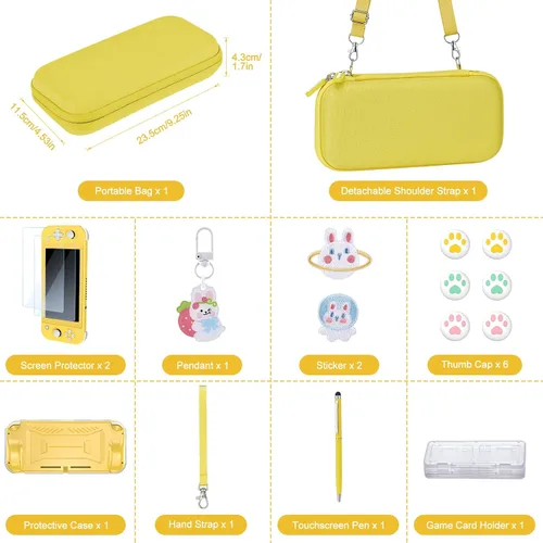 Vista 2 de innoAura Switch Lite - Funda 17 en 1 Switch Lite de accesorios con funda de transporte Switch Lite, funda de juego para Switch, protector