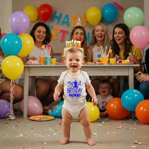 Vista 14 de Reaxion Traje de cuerpo entero hecho a mano para bebé niño y niña, mi primer cumpleaños 2024