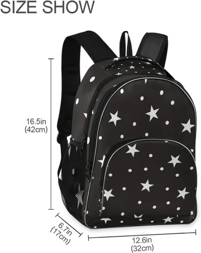 Vista 5 de ALAZA Star and Polka Dots Abstract Black White Retro Business Travel Senderismo Camping Mochila Pack para hombres y mujeres